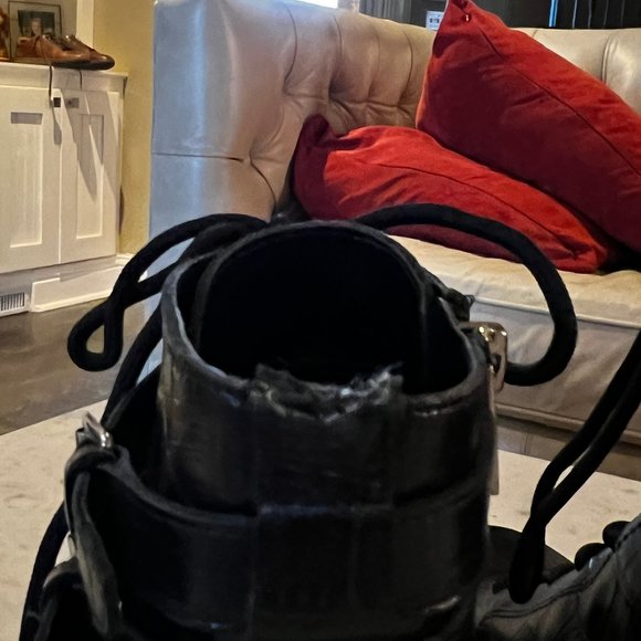 Marc Fisher LTD MLBARREN 2 Black Embossed Leather Combat Boots Size 7.5 M - Picture 11 of 12